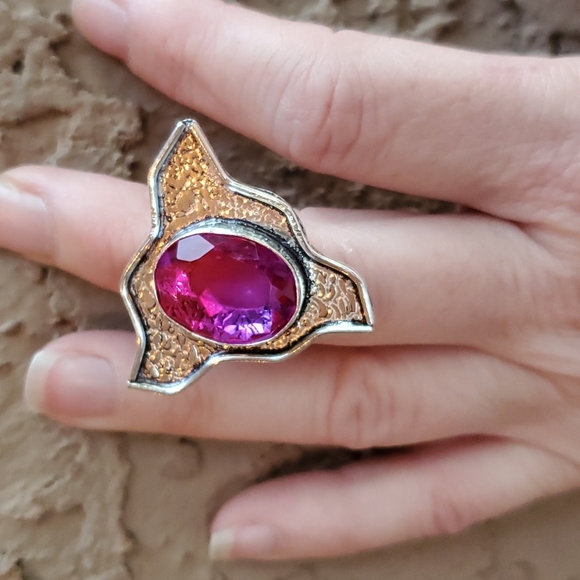 New Unique Bi-Color Tourmaline 925 Silver Ring. - Picture 12 of 16